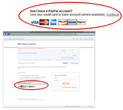 If you don't have a PayPal account or prefer not to use it look for this area on the page and click continue.